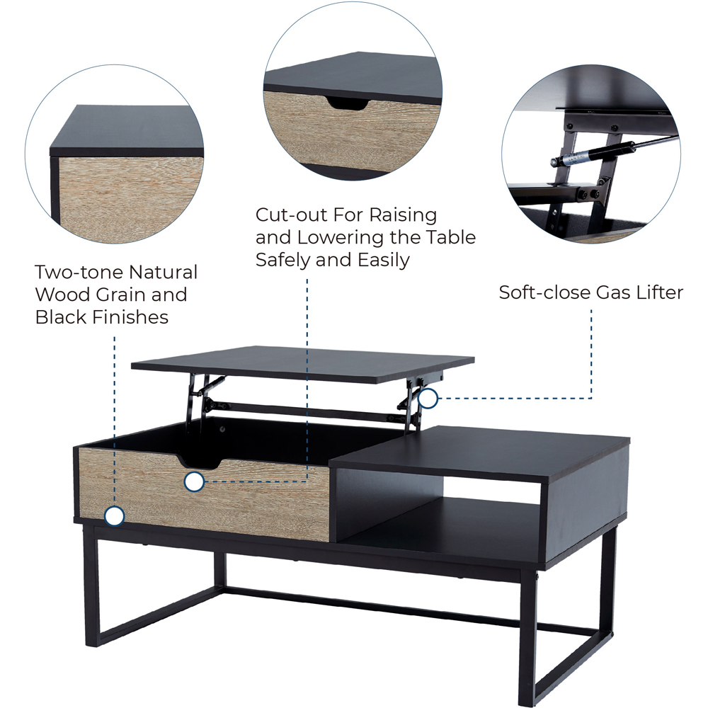 Teamson Home Single Drawer Single Shelf Lift Top Coffee Table Image 6