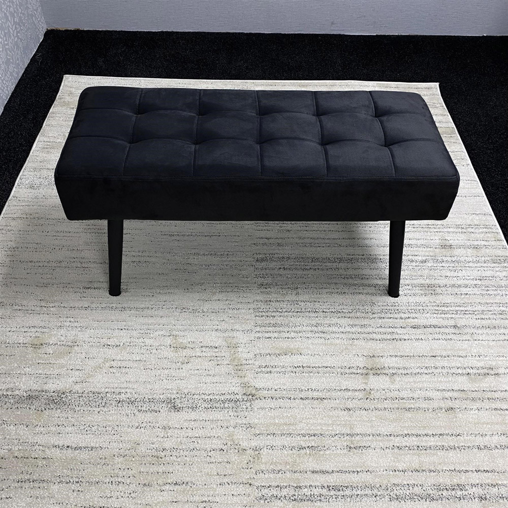 Portland 4 Seater Grey and Black MDF Dining Set with Velvet Chairs and Bench Image 9