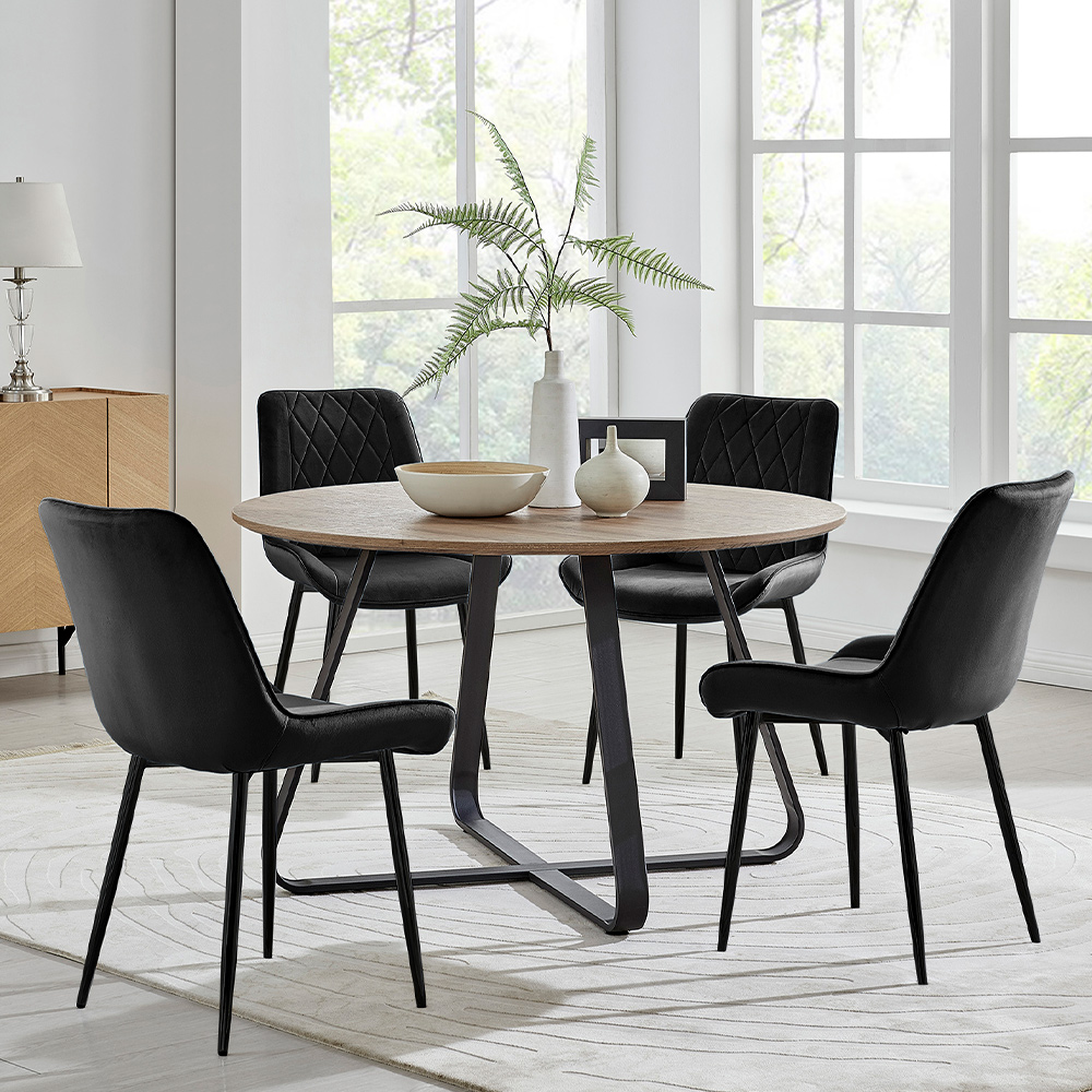 Furniturebox Fira Cesano 4 Seater Round Dining Set Black Image 1