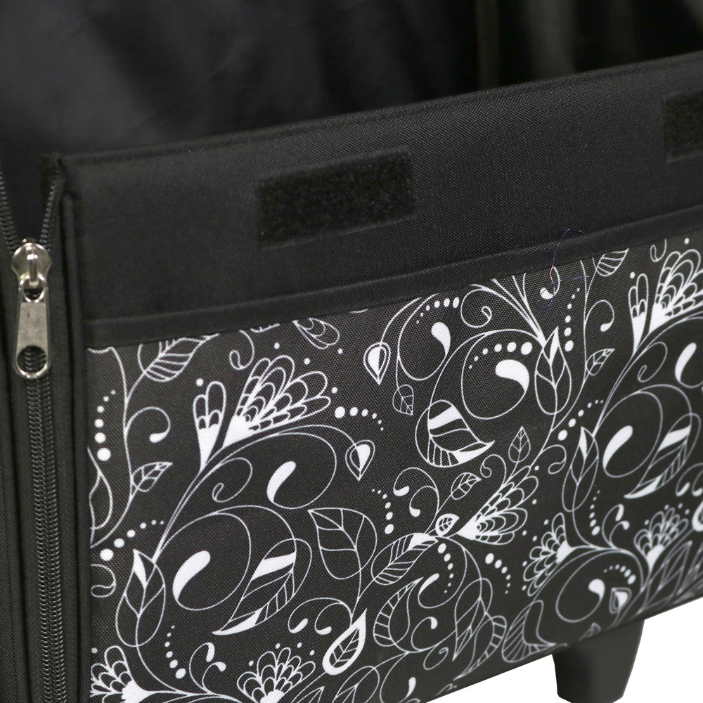Everything Mary EVM8800-19 Black White Leaf Swirls Sewing Machine Trolley Bag 41.9 x 22.8 x 34.3cm Image 4
