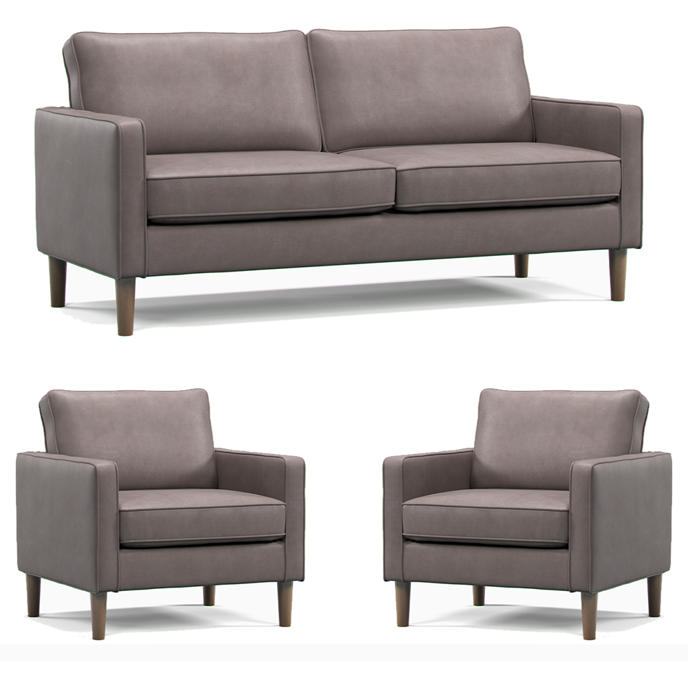 Bexhill 5 Seater Grey Faux Leather Sofa Suite Image 2