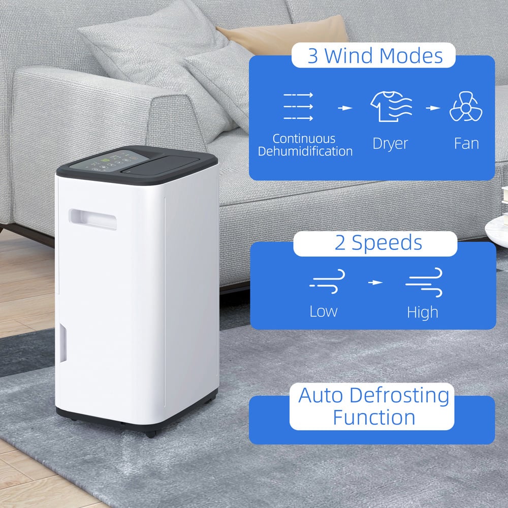 HOMCOM White Portable Quiet Dehumidifier 6L Image 8