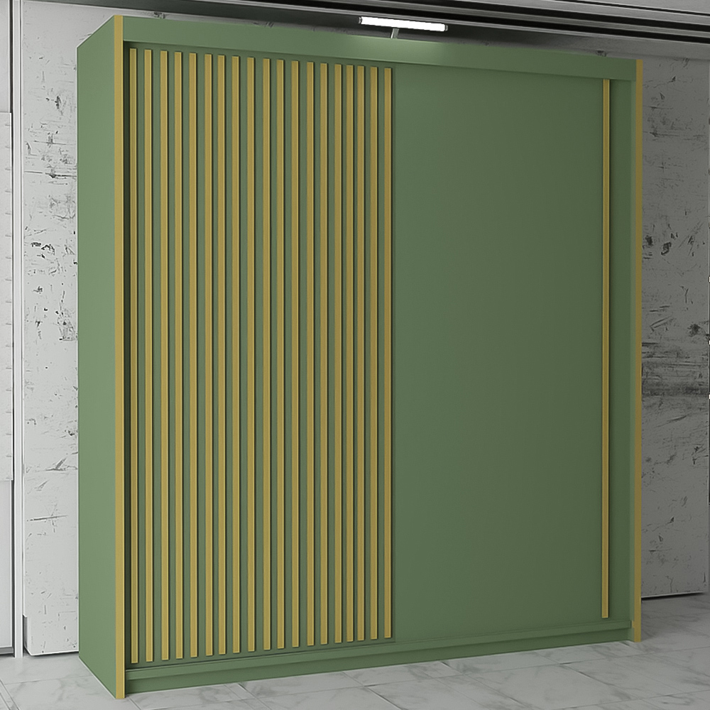 M N Furniture Parrison 2 Door Green Sliding Wardrobe 150cm Image 1