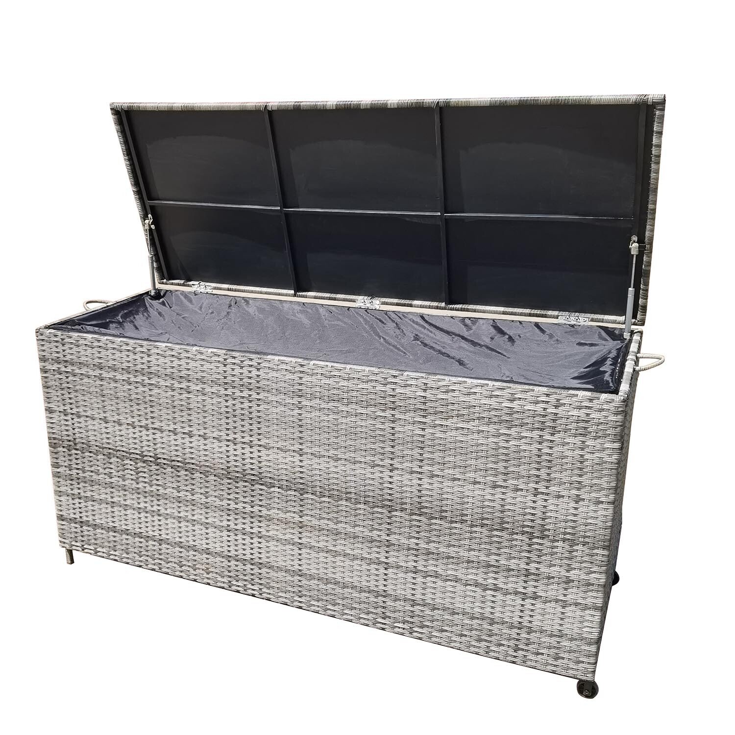 Malay Deluxe New Hampshire Grey Rattan Effect Cushion Storage Box Image 5