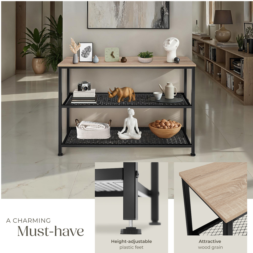 tectake Bristol 2 Wire Shelf Oak Sonoma Console Table Image 4