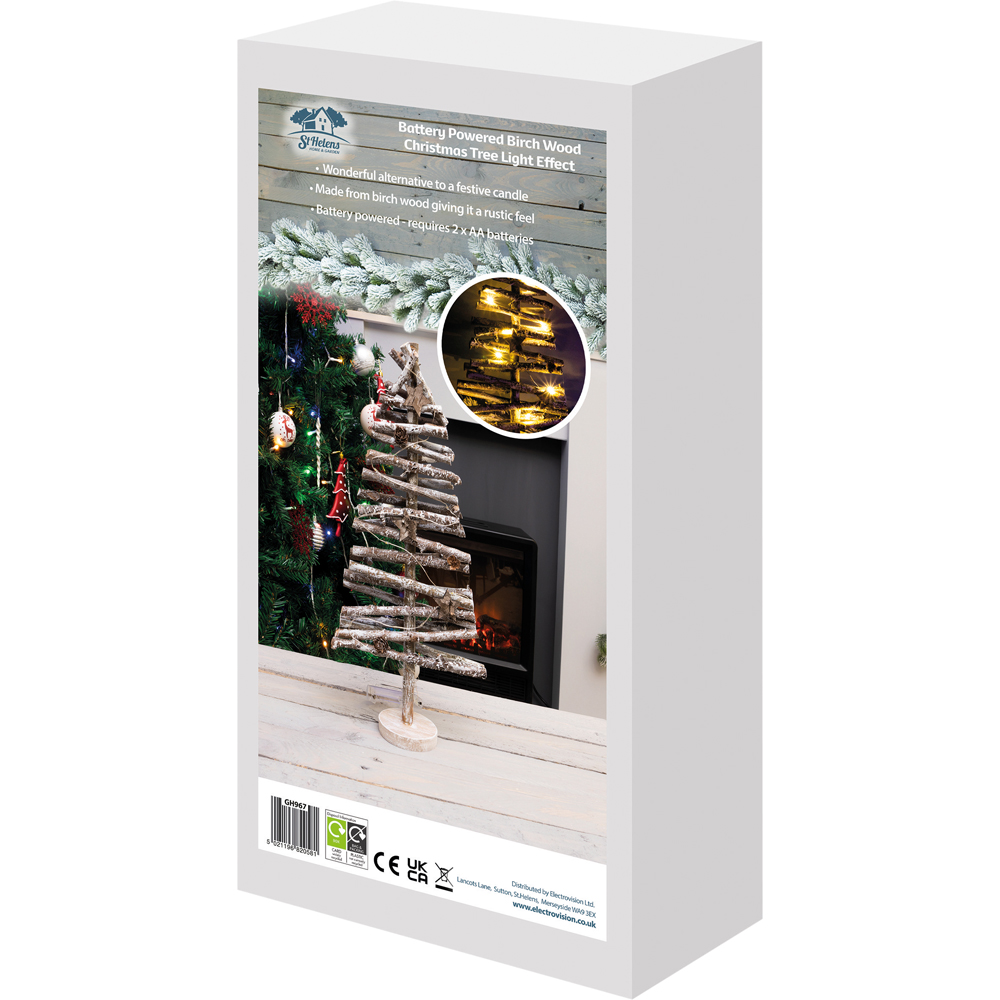 St Helens Brown Wooden White Snow Birch Christmas Tree Image 8