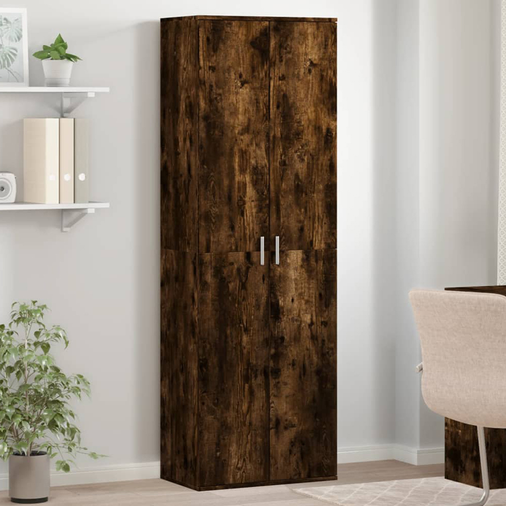 vidaXL 2 Door Smoked Oak High Cabinet Image 1