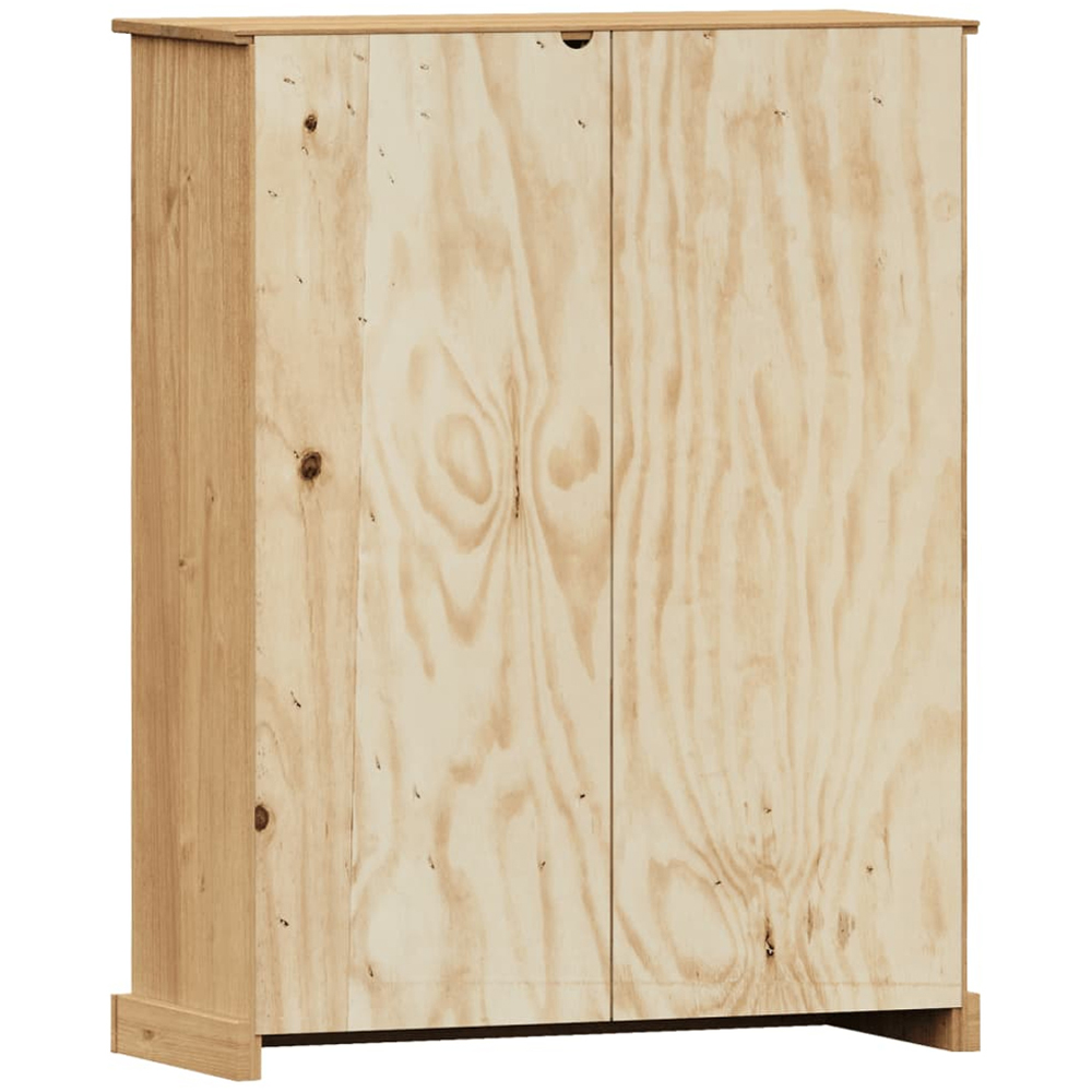 vidaXL 3 Door 3 Shelf Brown Pine Wood Bookcase Image 7
