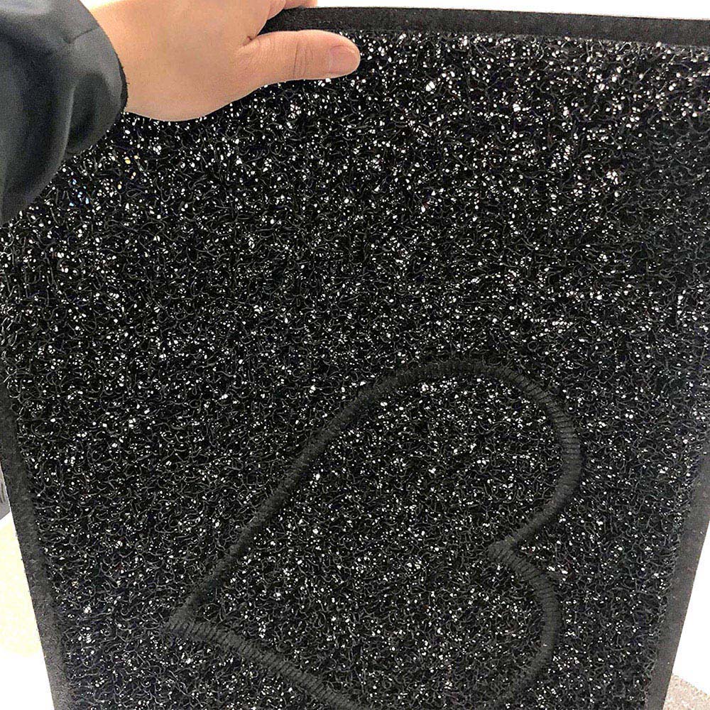 Oseasons Black Heart Embossed Doormat with Open Back 75 x 44cm Image 3