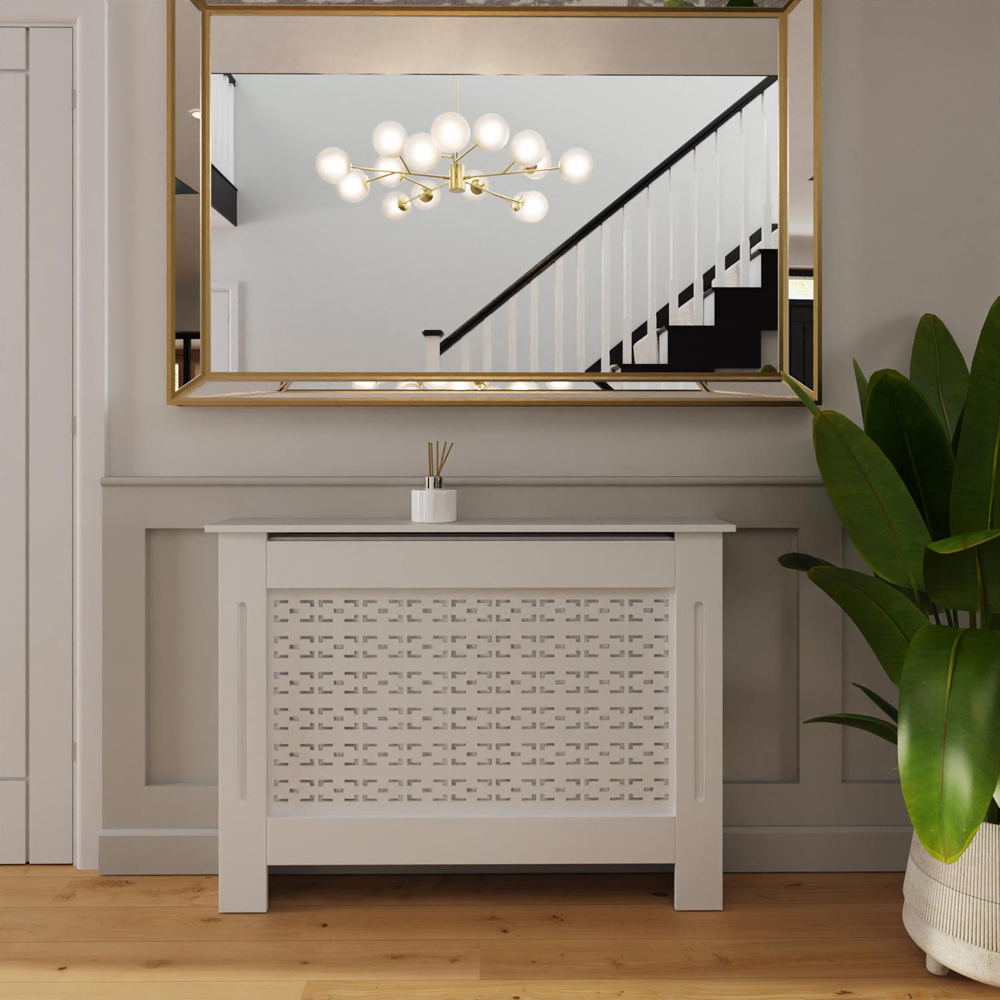 FWStyle White Geometric Pattern MDF Radiator Cover Medium Image 5