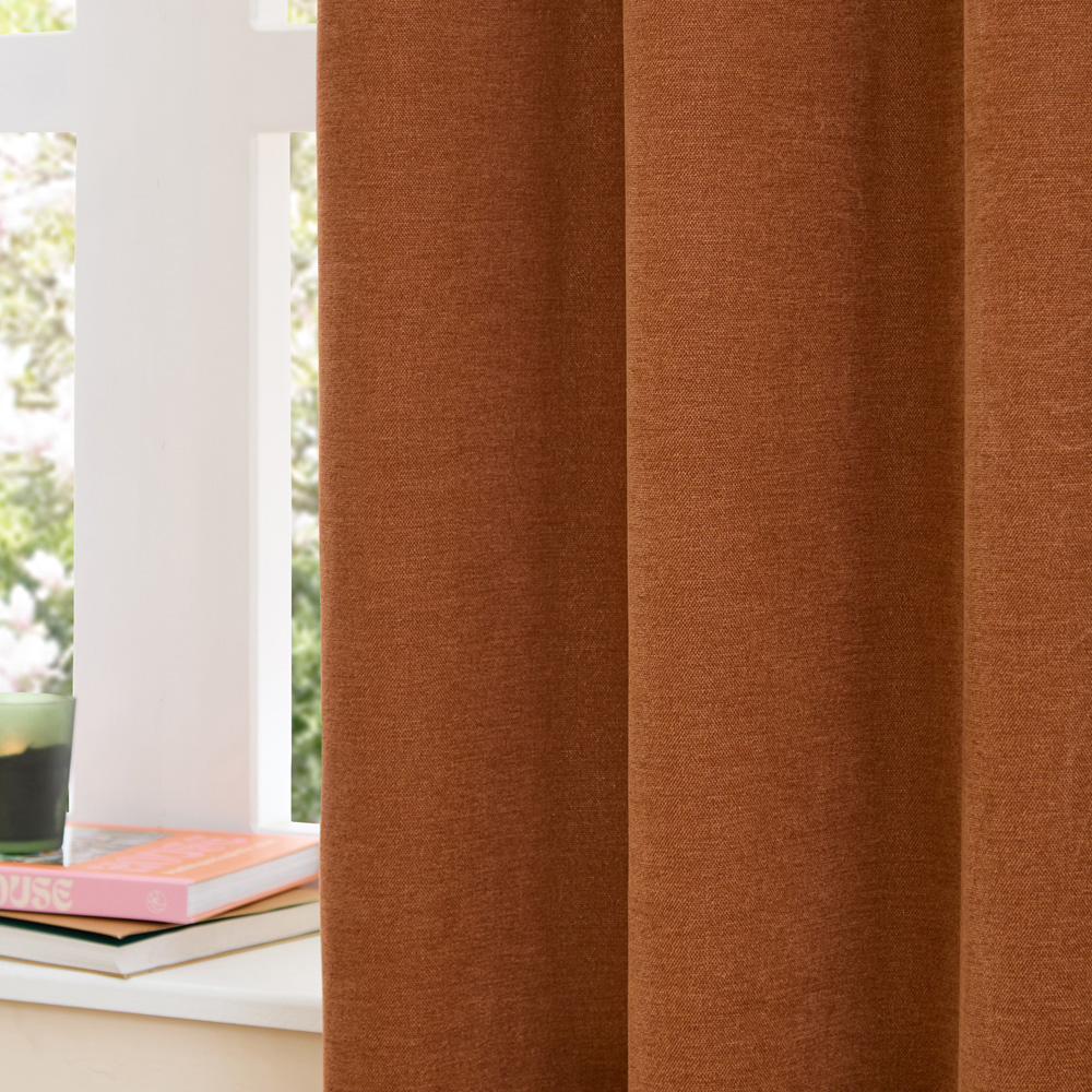 Furn Soft Chenille Rust Blackout Pencil Pleat Curtains 168 x 229cm Image 3