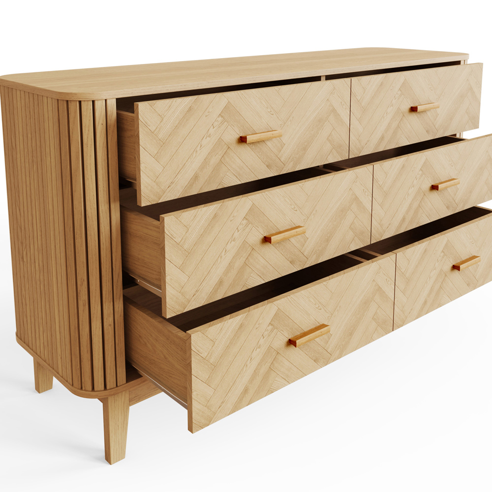 Pattern Drawer GFW Axel 6 Drawer Oak Chevron Pattern Chest of Drawers | Wilko