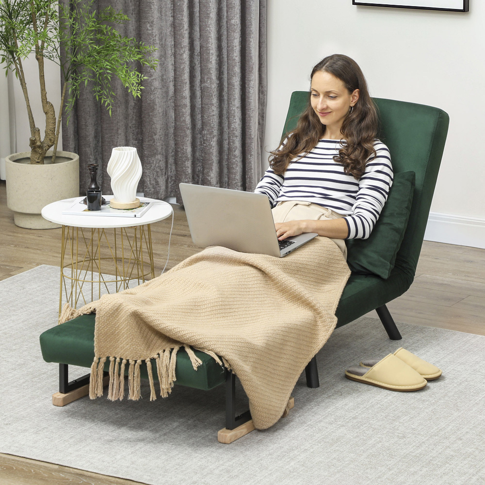 HOMCOM Click Clack Green Single Bed Chair Image 4