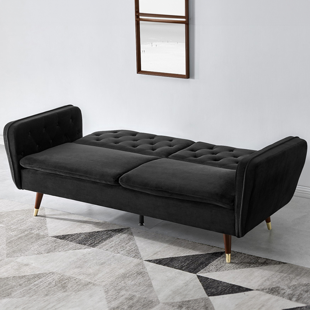 Home Detail Whitby 2 Seater Black Velvet Sofa Bed Image 9