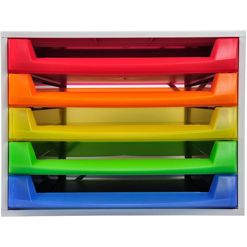 Exacompta Linicolor 5 Drawer A4 Harlequin Plastic Open Storage Box Image 2