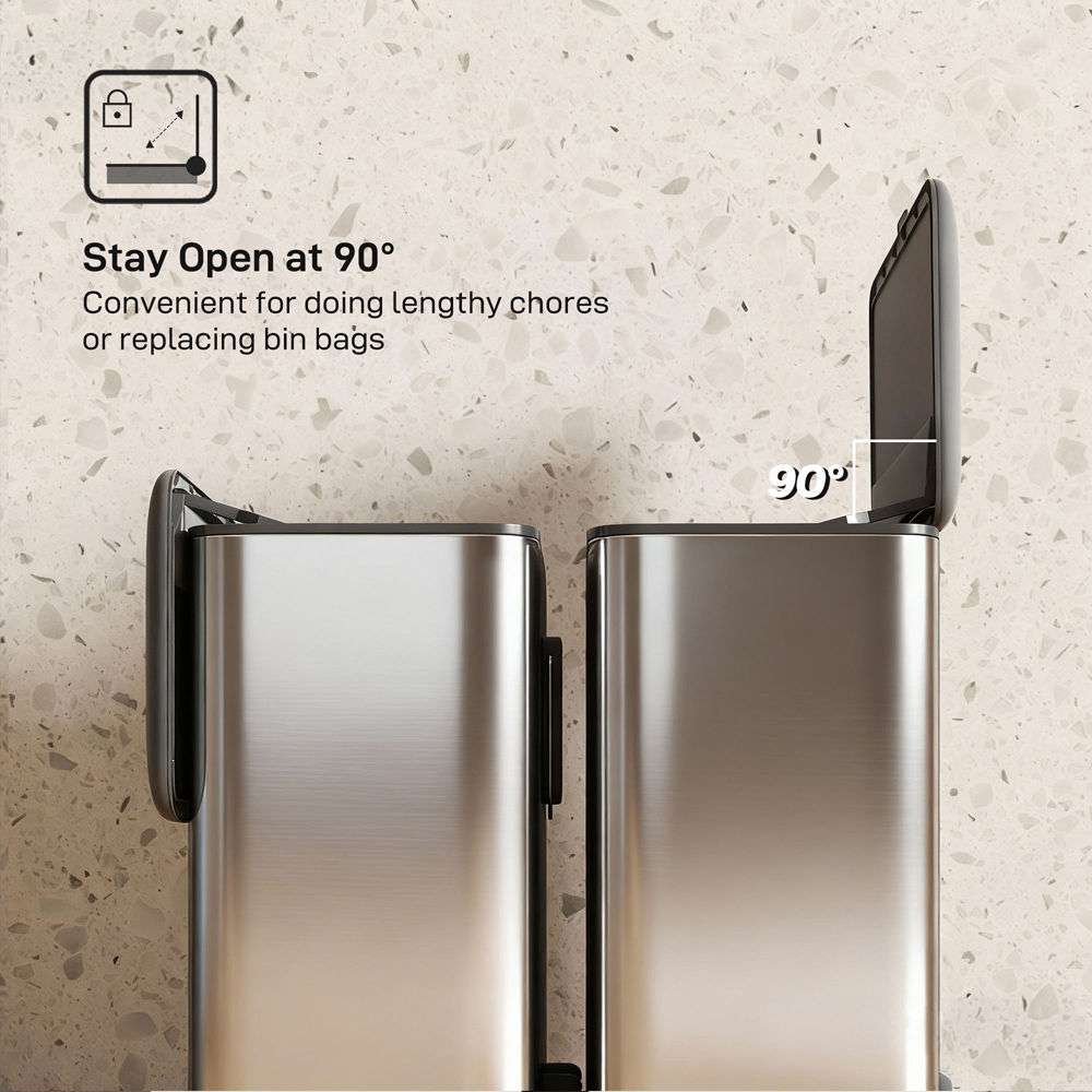 HOMCOM Silver Under Sink Hanging Kitchen Bin with Stay-Open Lid 8L Image 5
