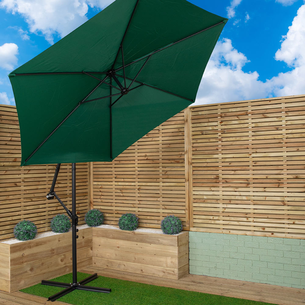 Samuel Alexander Green Hanging Cantilever Banana Parasol with Cover 3m Image 6