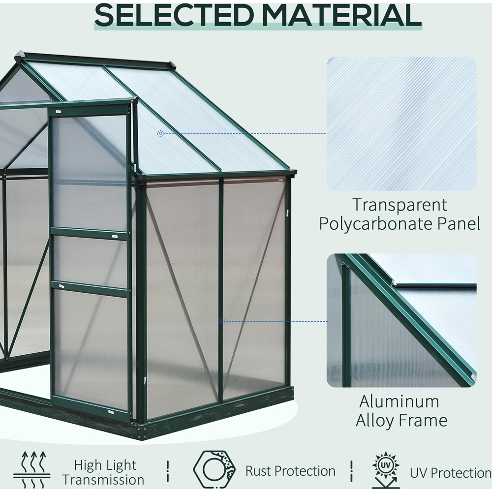 Outsunny 6 x 4ft Green Polycarbonate Greenhouse Image 5