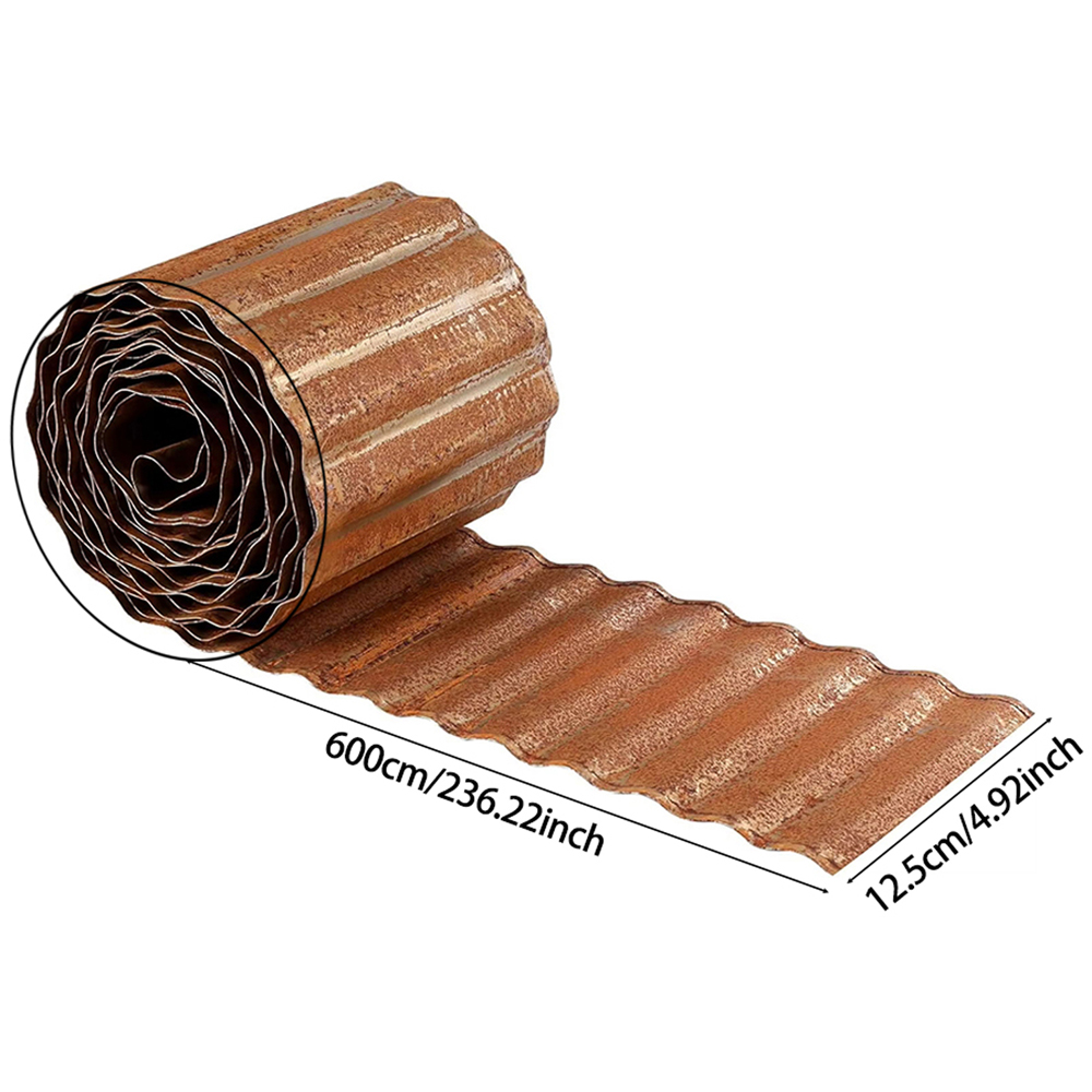Living and Home 6m x 12.5cm Brown Metal Corrugated Flexible Garden Edging Image 7