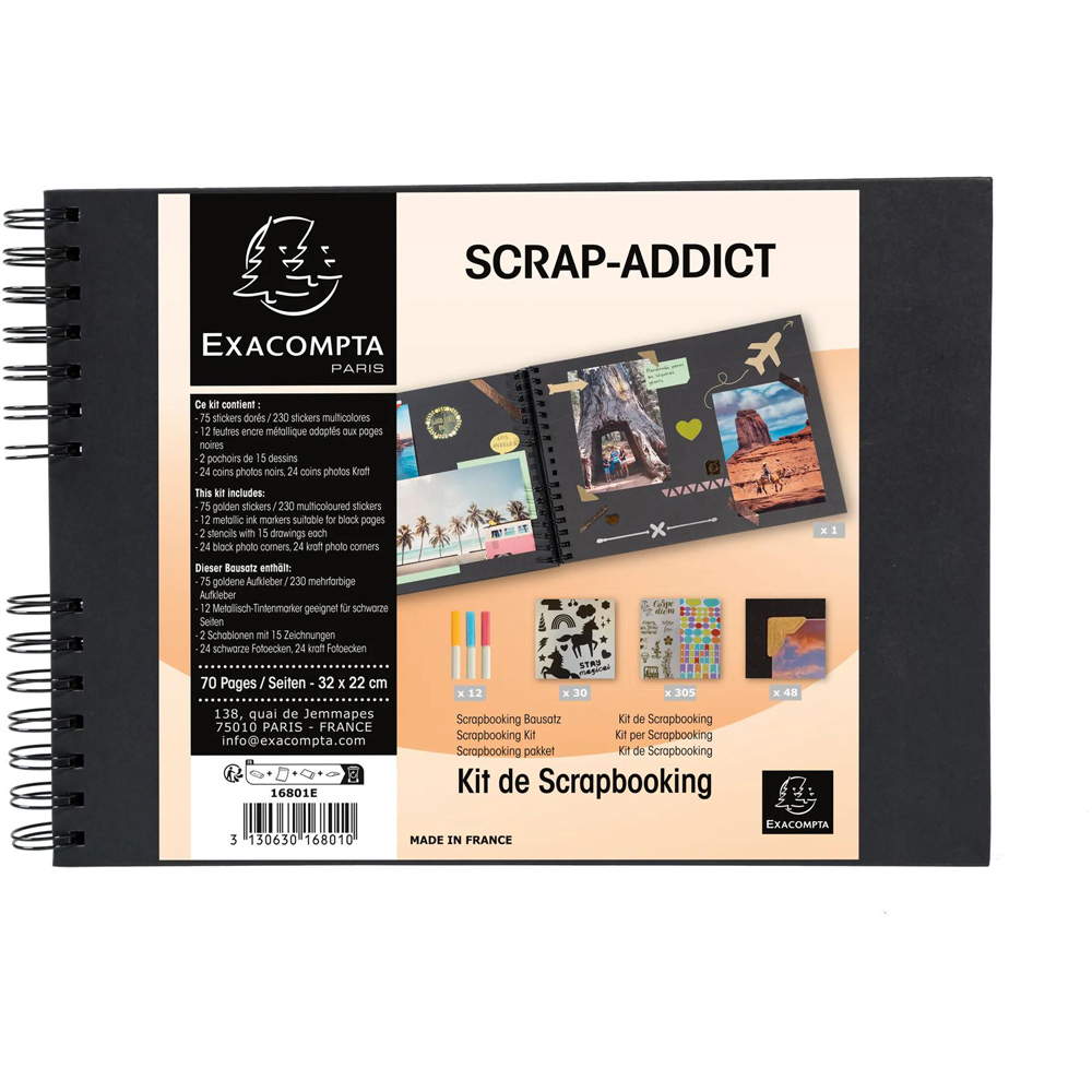 Exacompta Scrap-Addict Black Spiral Scrapbook Kit 70 Pages 210 Photos Image 5