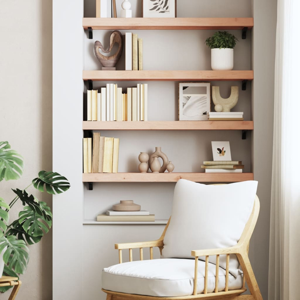 vidaXL 100cm Natural Brown Floating Wall Shelf Image 2