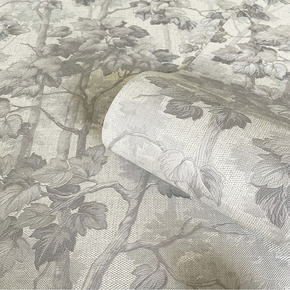 Belgravia Decor Giorgio Tree Soft Silver Wallpaper Image 2