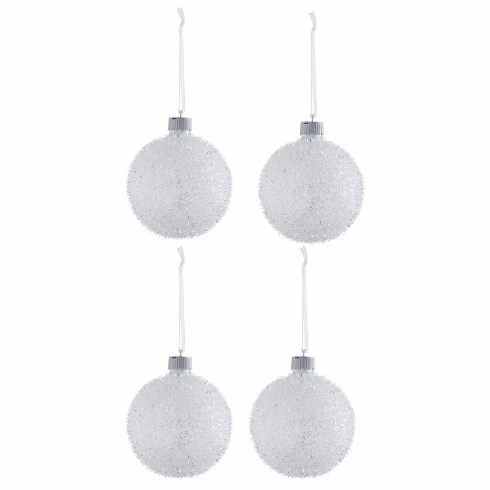 Wilko Magical Frosty White LED Christmas Baubles 4 Pack Image 2