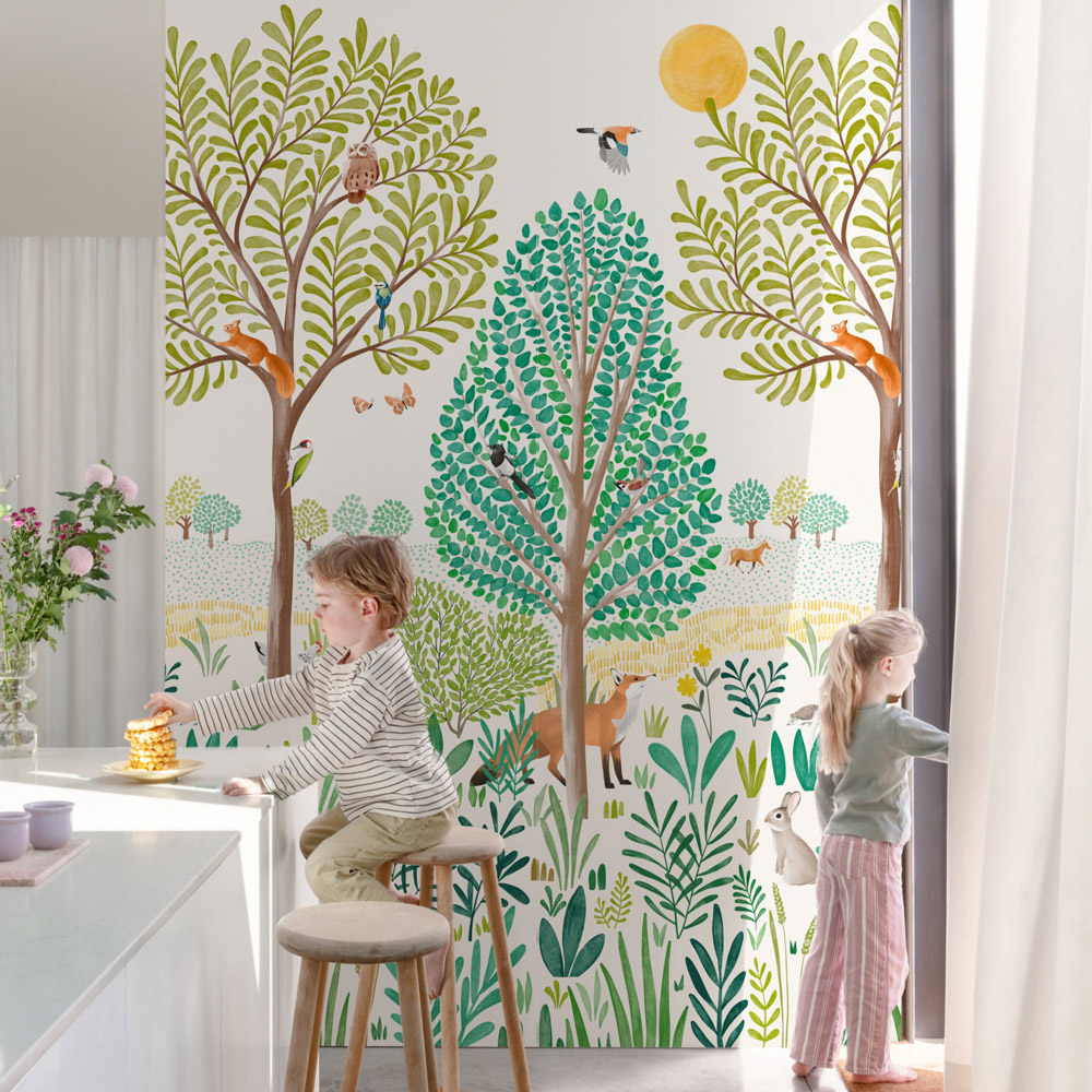 Grandeco Grena Nursery 3 Lane Wall Mural Image 1