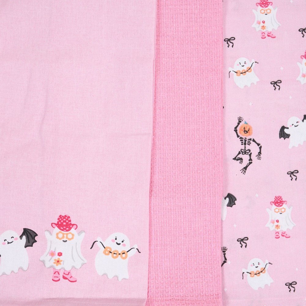 Pack of 3 Halloween Print Tea Towels Pink Image 5