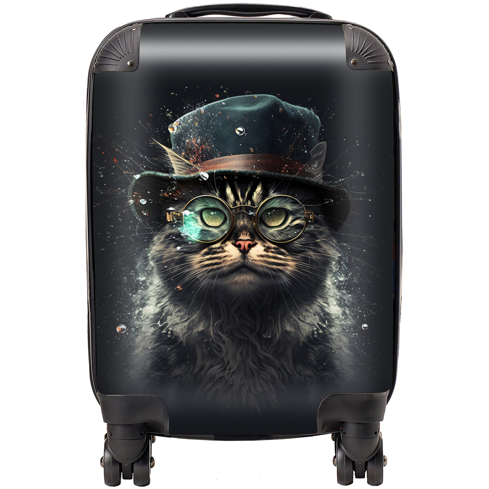 Warren Reed Designer Mini Cabin Norwegian Forest Cat With Glasses Splashart Suitcase Image 1