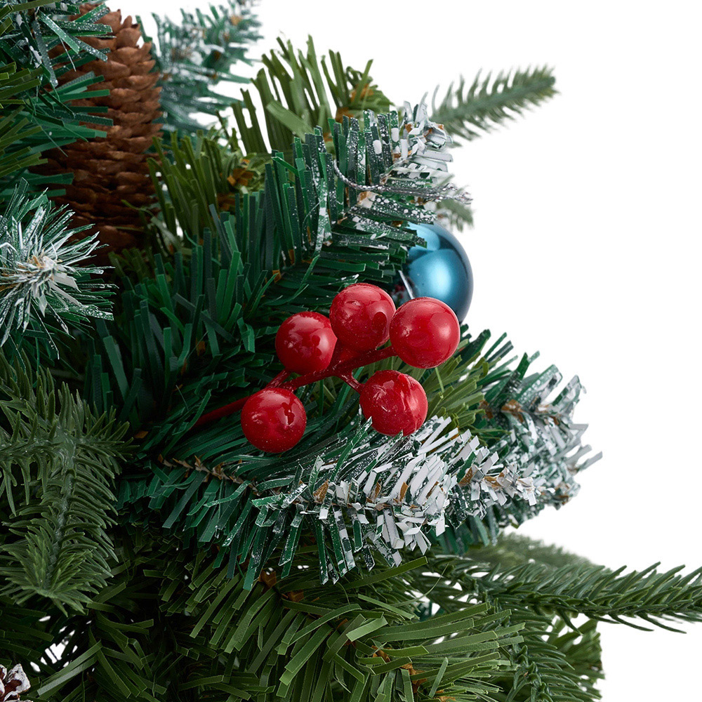 Living and Home Pre-Lit Christmas Planter Bush with Pinecones and Red Berries 58cm 2 Pack Image 3