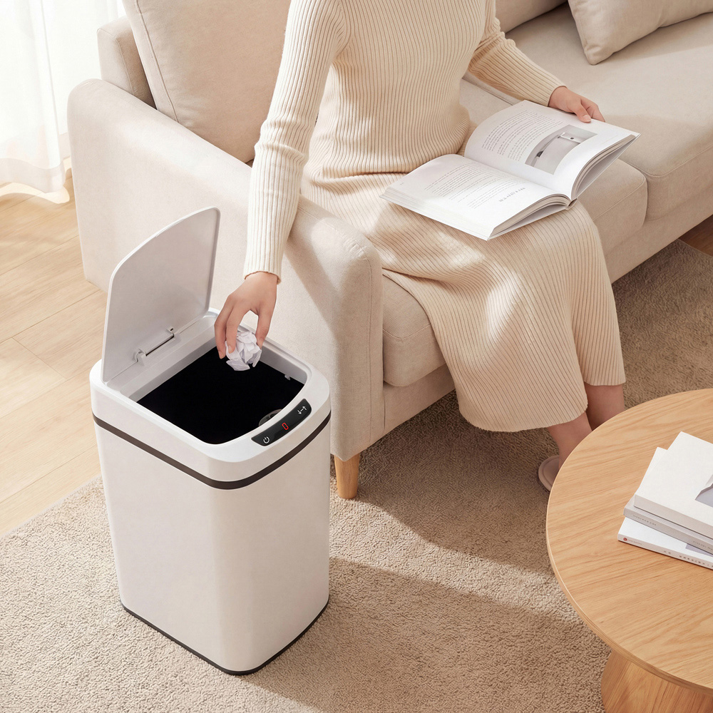HOMCOM White Automatic Kitchen Sensor Bin with Removable Inner Bucket 12L Image 8