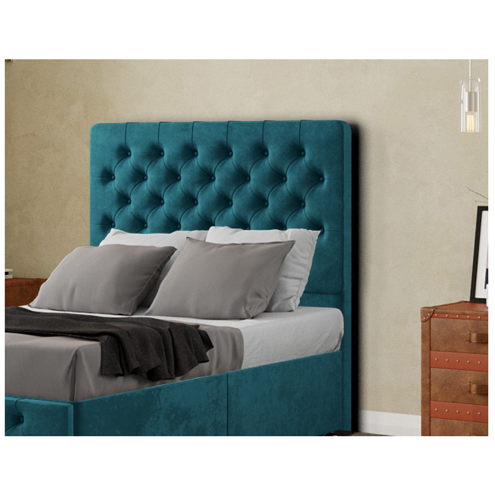 Eleganza Mary Chesterfield Double Emerald Plush Floor Standing Headboard Image 4
