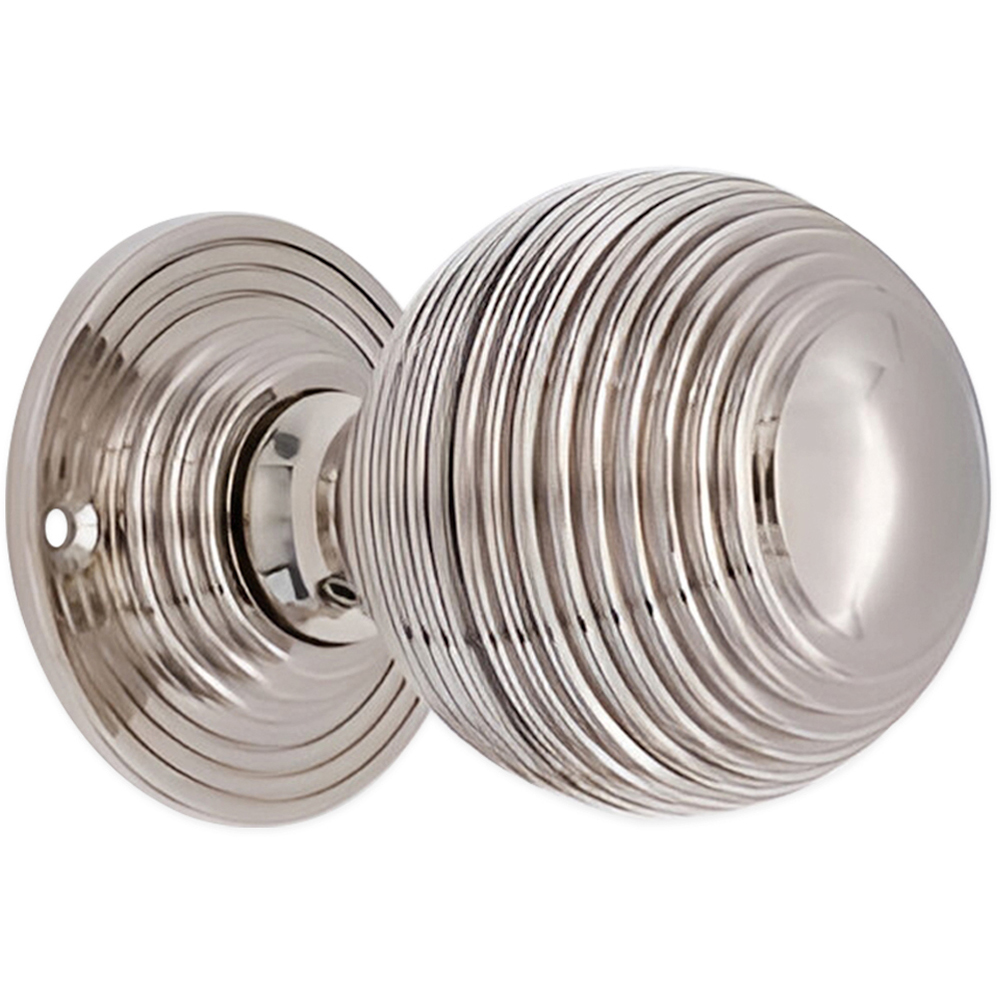 Spira Brass Polished Nickel Reeded 60mm Rim and Mortice Door Knob 2 Pack Image 3