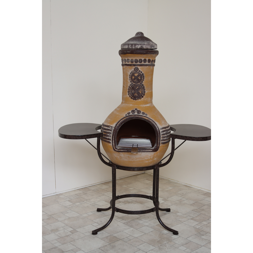 Gardeco BBO-C8AZ.01 Grill Lava Stones and Cradle Clay Chiminea BBQ Bundle Image 4