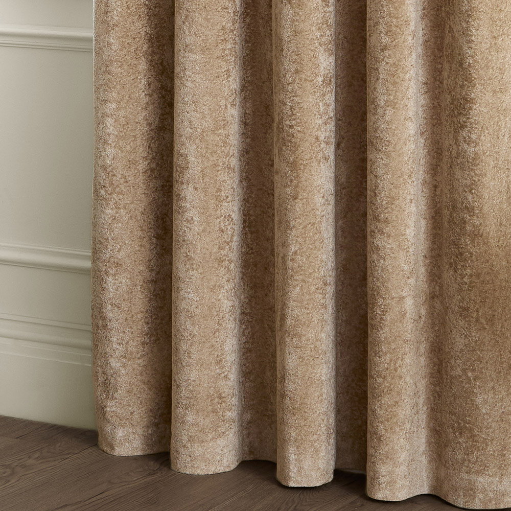 Paoletti Champagne Lustre Velvet Fully Lined Eyelet Curtains 229 x 183cm Image 5