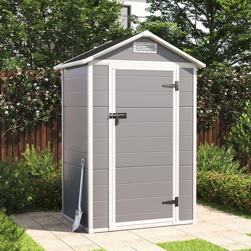 Living and Home 4 x 3ft Grey Waterproof Outdoor Storage Shed Image 2