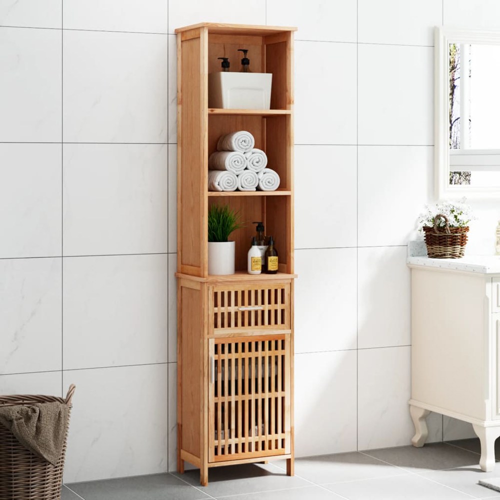 vidaXL Single Door Single Drawer 3 Shelf Bathroom Cabinet Image 1