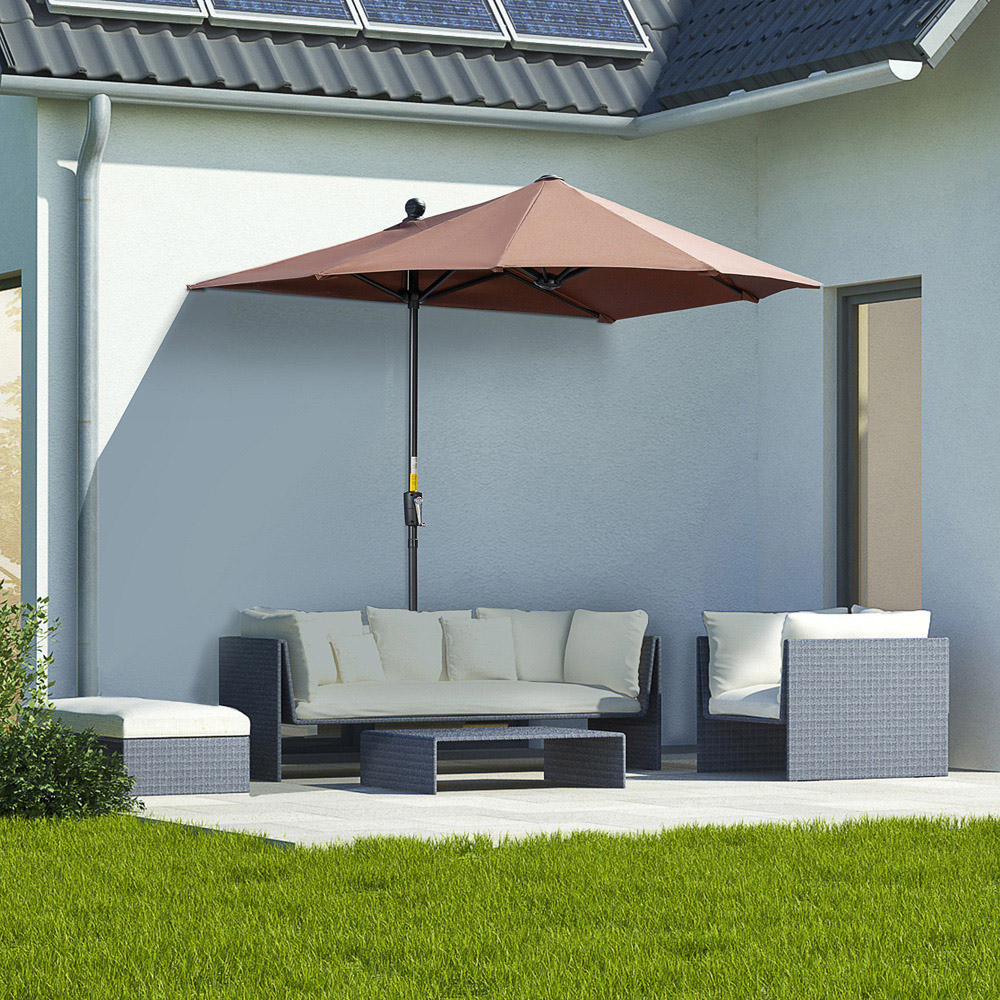 Outsunny Coffee Crank Handle Double Sided Parasol 2m Image 2