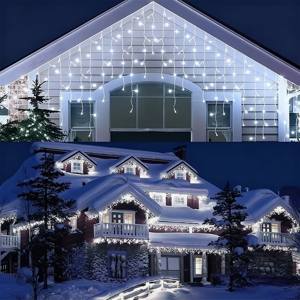 Living and Home Cool White LED Solar-Powered Icicle String Light 15m Image 6