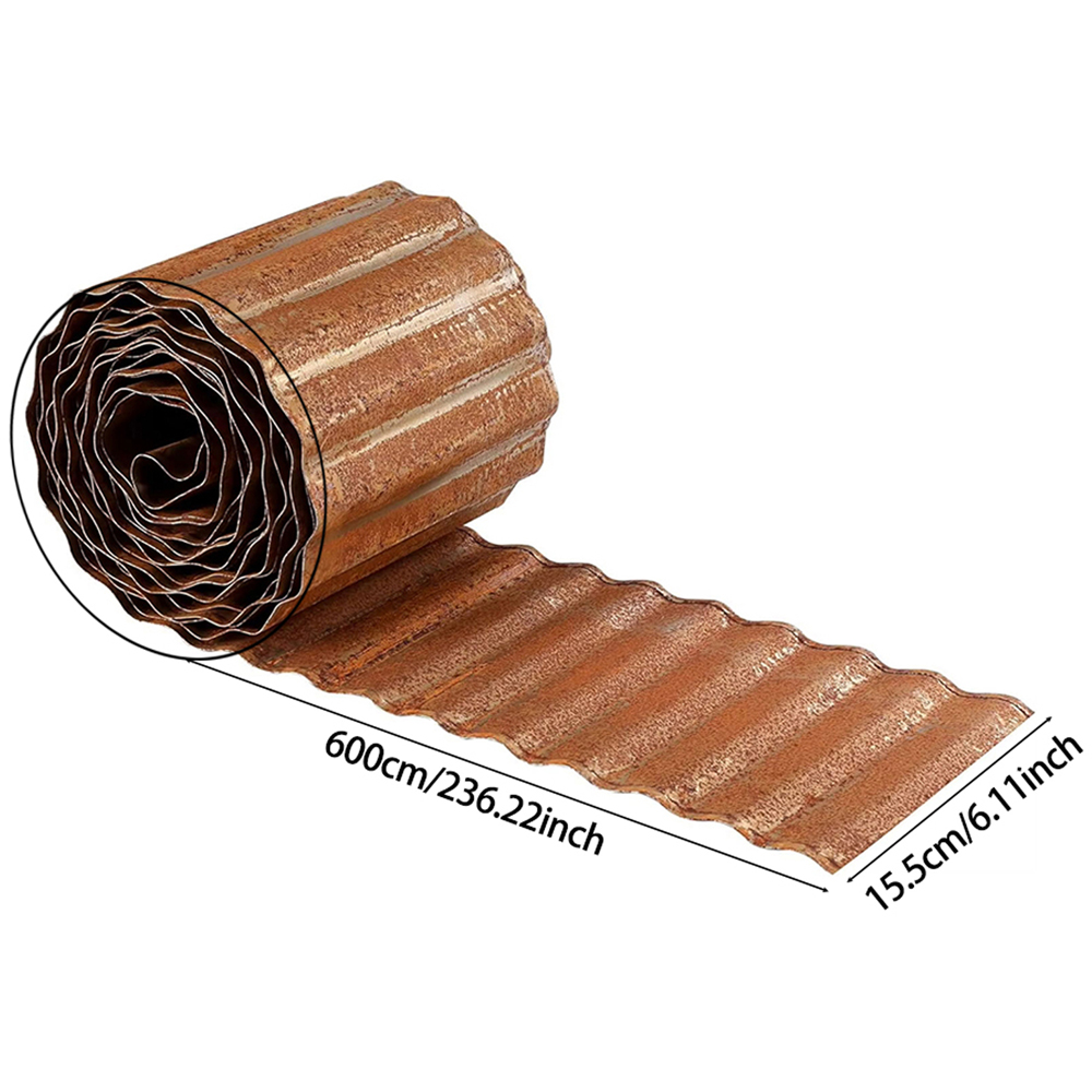 Living and Home 6m x 15.5cm Brown Metal Corrugated Flexible Garden Edging Image 7