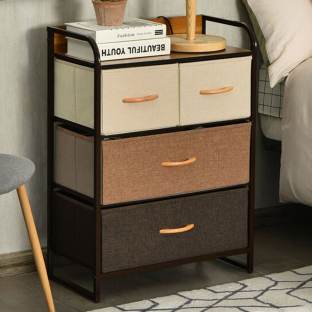 Costway 4 Drawer Vertical Chest of Drawers with Wooden Top Image 1