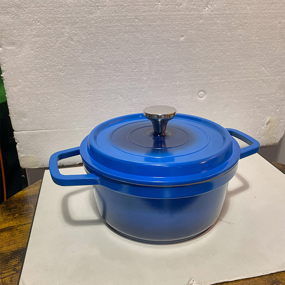Living and Home 2.75L Blue Non-Stick Cast Aluminium Enamelled Cooking Pot with Lid Image 2