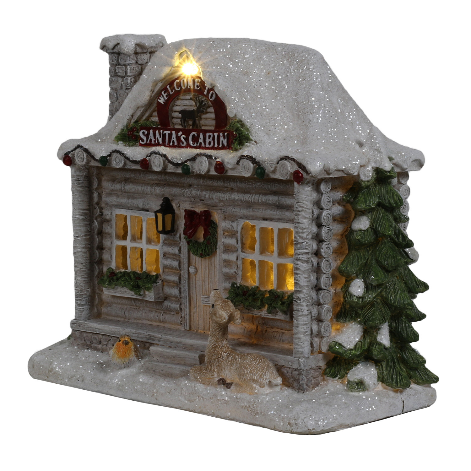 Santa's Cabin with LEDs - White Image 3