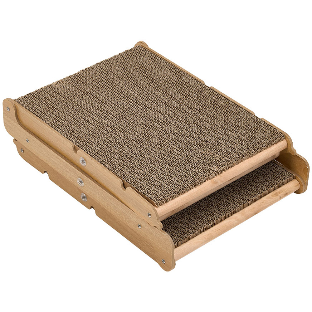 H&O Direct Tri Fold Multi-functional Corrugated Paper Cat Scratcher Image 3