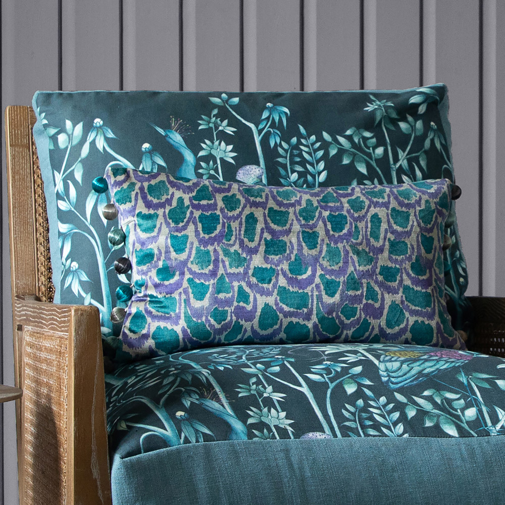 Voyage Maison Nada Emerald Printed Feather Filled Cushion 30 x 50cm Image 2