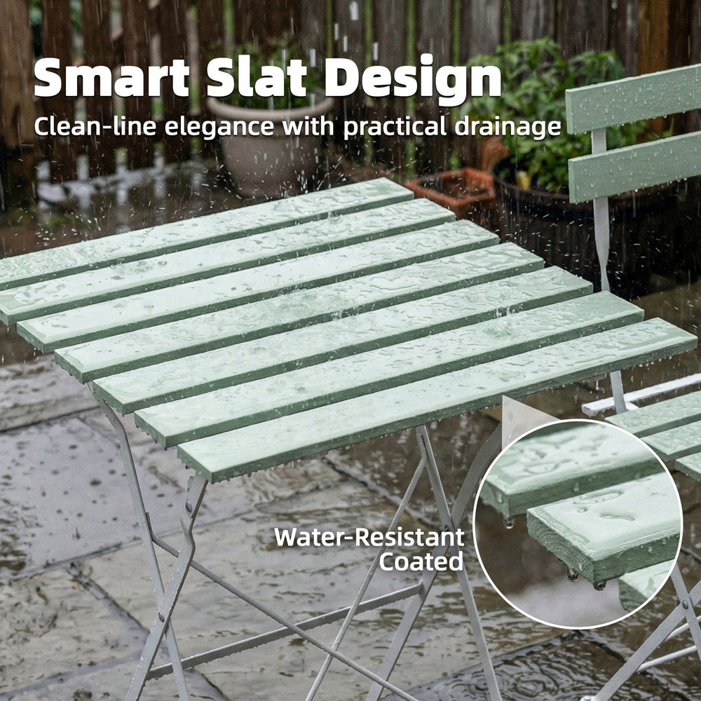 Outsunny 2 Seater White Green Foldable Garden Bistro Set Image 7