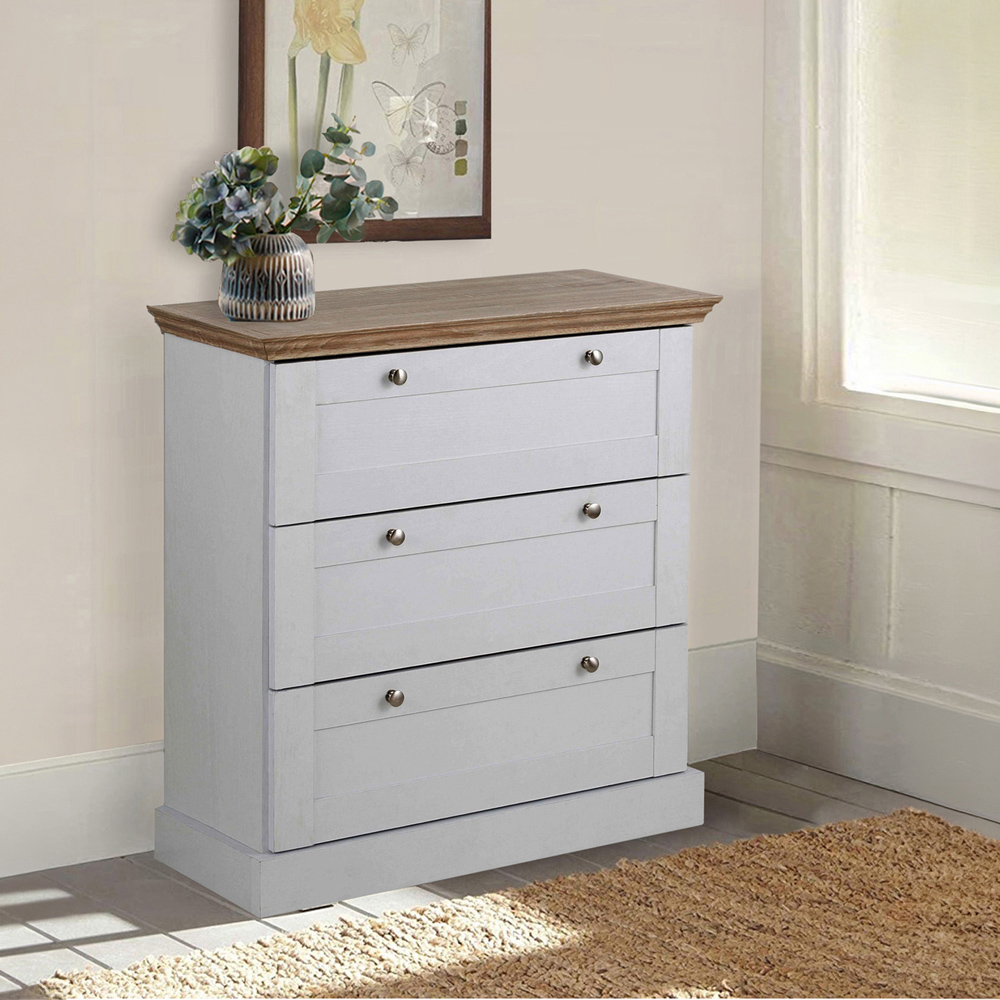Loft24 Binz 3 Drawer White and Oak Dresser Cabinet Image 8