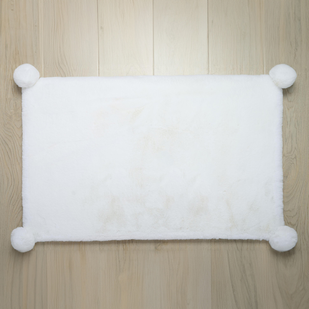 Luxury Rabbit Fur Pom Rug - White Image 2