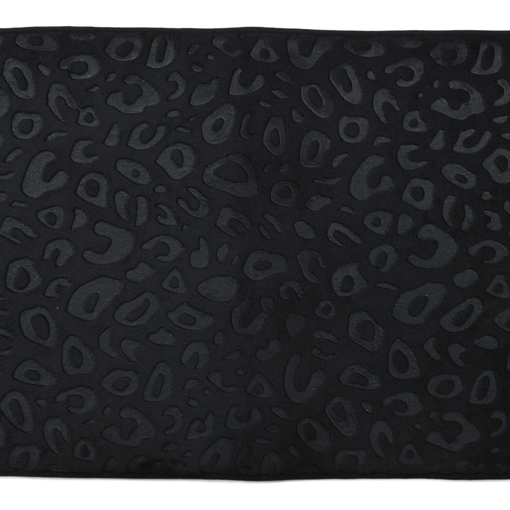 Noir Leopard Print Embossed Bath Mat Black Image 3